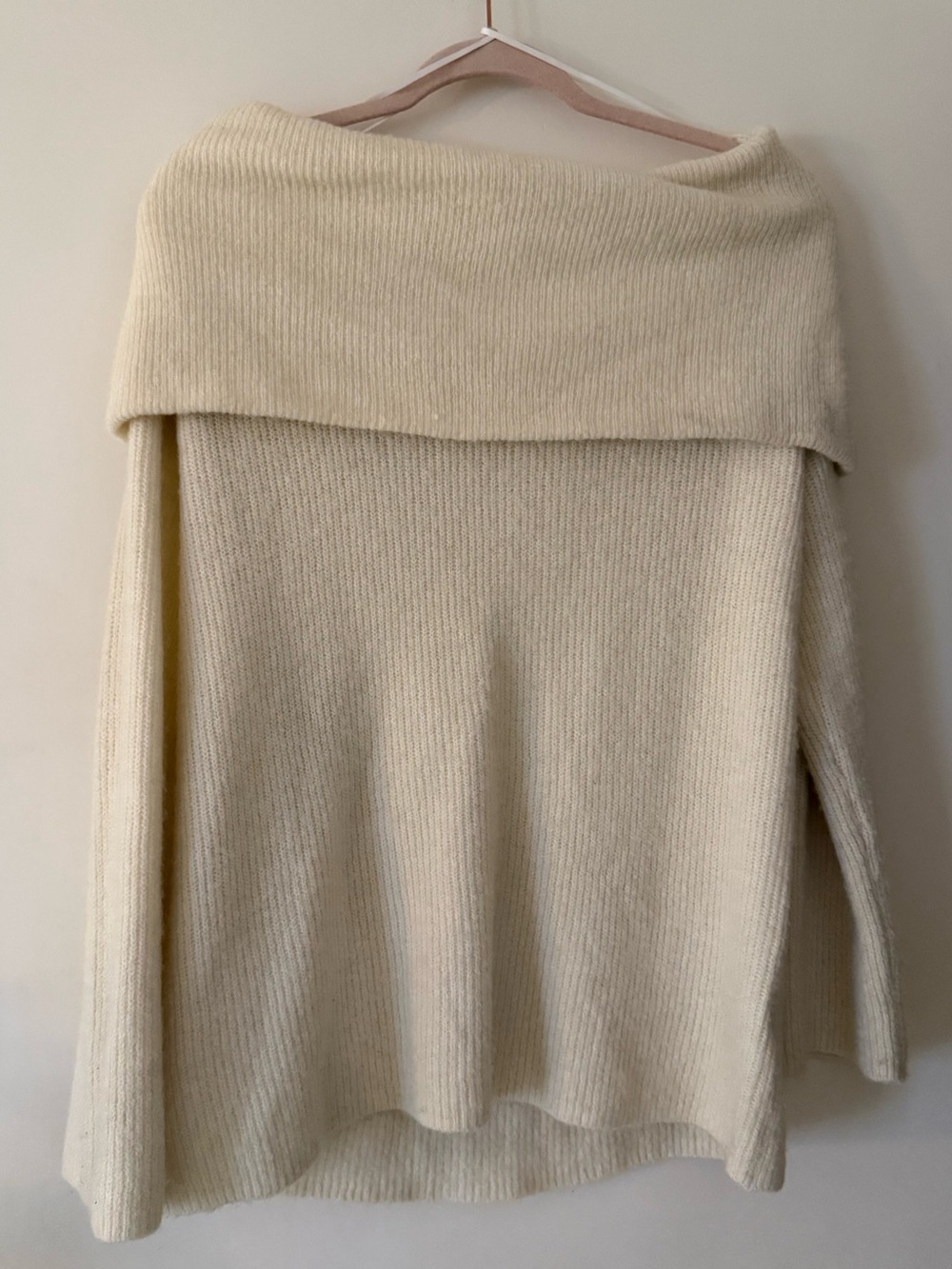 H&M Cream Off-the-Shoulder Ribbed Sweater